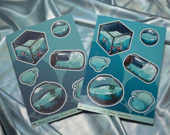 Anime Water in a Glass Sticker Sheet - Artist Designed and Made