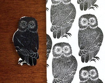 Wise owl rubber stamp for outdoor-themed crafts, nocturnal bird design for woodland projects, nature inspired gift for fall enthusiast