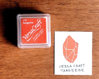 Small VersaCraft tangerine ink pad for fabric and wood, permanent ink for block printing on clothes, japanese craft supply
