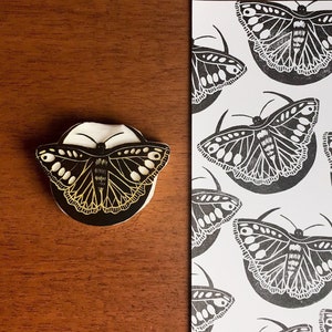 Sello de goma de polilla / sello tallado a mano / juego de sellos de polilla y luna / papelería de animales / sello de insectos para hacer tarjetas / papelería de brujas