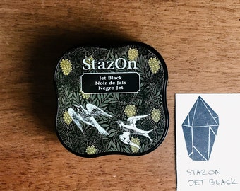 Midi black StazOn ink pad, alcohol-based and multi surface ink for stamping on plastic, glass or metal, fast drying ink for various crafts