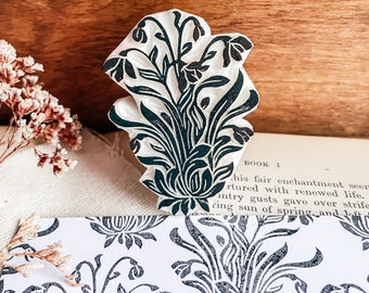 Wild flower rubber stamp for rustic wedding decor, botanical stationery supply for art journal