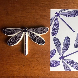 Hand carved dragonfly bug boho rubber stamp for bullet journal / witchcraft design magic insect decor vintage cardmaking / witchy pattern