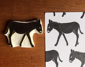 Donkey rubber stamp for minimal fabric pattern decor, farm animal silhouette for country lover, handmade gift for farmhouse planner