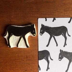 Carimbo de borracha de burro para decoração de padrão de tecido minimalista, silhueta de animal de fazenda para amantes do campo, presente feito à mão para planejador de casa de fazenda