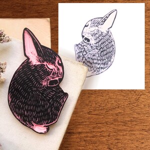 Maankonijn rubberen handgesneden stempel / boho heks spiritueel wezen voor bullet journal / magisch bos dierlijk bosambacht / magische haas