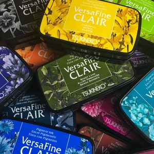 Almohadilla de tinta VersaFine Clair, 16 colores surtidos disponibles, almohadilla de sello grande a base de aceite para detalles finos, tinta resistente al agua para diario artístico