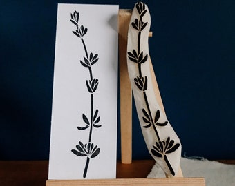Thyme herb rubber stamp  / herbal plant stamp / garden lover gift / rustic stationery / natural pattern / witchcraft herbalism