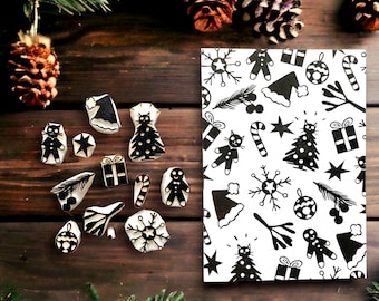 Juego de sellos de goma festivos para manualidades navideñas, adorable colección de sellos navideños para hacer tarjetas, alegres diseños navideños para etiquetas de regalo