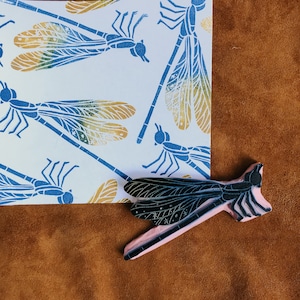 Tampon en caoutchouc libellule pour la fabrication de cartes, insecte de jardin pour l'estampage, cadeau unique pour entomologiste, fourniture d'impression d'art emblème d'insecte magique