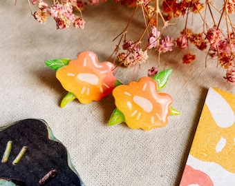 Handgemachte Blumen Ohrstecker: Bunte Schrumpffolie Schmuck