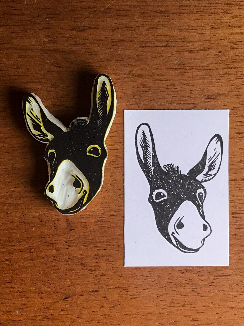 Donkey face rubber stamp for cottage journal, animal imprint for farmhouse decoration, lovely art gift for farmer, country farm symbol image 7