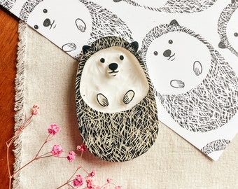 Hand carved hedgehog rubber stamp / forest animal stamp / animal lover stationery / card making animal stamp / bullet journal stamp