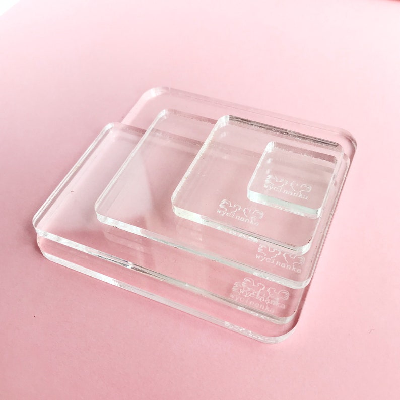 Acrylic clear blocks for rubber stamps, various sizes to choose, transparent base for cling photopolymer stamps, solid reusable mount image 5