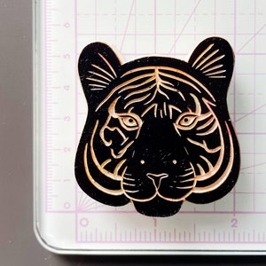 Tiger head rubber stamp hand carved / jungle pattern design / wild animal lover stationery / cardmaking wild cat stamp for bullet journal image 10