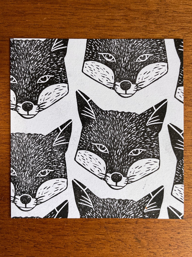 Fox stamp rubber hand carved / autumn fall design / wild animal lover stationery / cardmaking animal stamp / woodland craft image 10