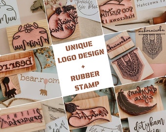 Custom logo design and hand carved rubber stamp package, unique vector logo design for small business branding, one of a kind project