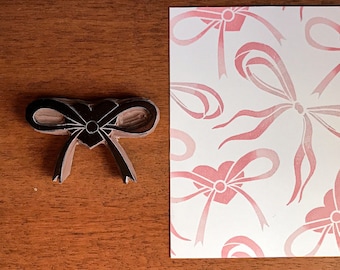 Heart bow tie rubber stamp for wedding invitation, gift wrapping decoration, cute ribbon ephemera for love diary, present packaging supply