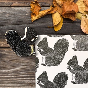 Sello de goma de ardilla roja para fiesta temática de otoño, sello de animales del bosque para amantes del bosque, decoración de bullet journal otoñal para entusiastas de la naturaleza