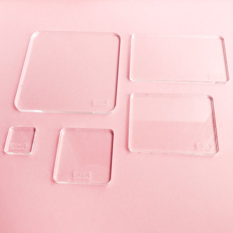 Acrylic clear blocks for rubber stamps, various sizes to choose, transparent base for cling photopolymer stamps, solid reusable mount image 3
