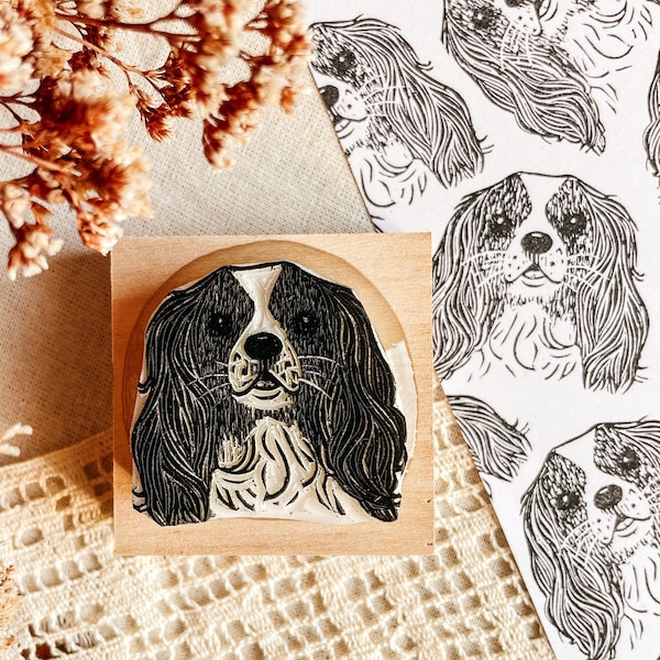 Custom rubber stamp pet portrait, personalized gift for dog lover, hand carved stamp for cat owner, pet loss memorial, funny gift for her