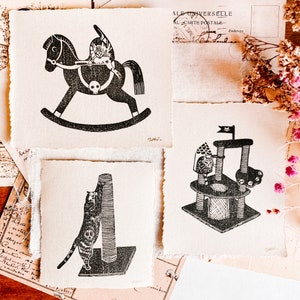 Playful tabby cat - mini print set for pet parent, funny cat lover gift idea
