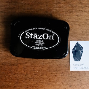 Almohadilla de tinta StazOn negra grande, tinta a base de solvente y multipropósito para técnicas mixtas, tinta de archivo de secado rápido para diversas necesidades de manualidades