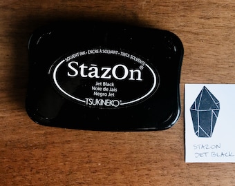 Large black StazOn ink pad, solvent-based and multi purpose ink for mixed media, archival quick drying ink for various craft needs
