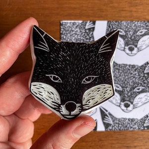 Fox stamp rubber hand carved / autumn fall design / wild animal lover stationery / cardmaking animal stamp / woodland craft image 9