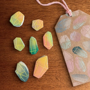 piccolo set di timbri in gomma di cristallo magico per diario rituale / pietra curativa intagliata a mano per decorazioni per donne streghe / roccia geometrica per figlio della luna