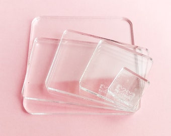 Acrylic clear blocks for rubber stamps, various sizes to choose, transparent base for cling photopolymer stamps, solid reusable mount