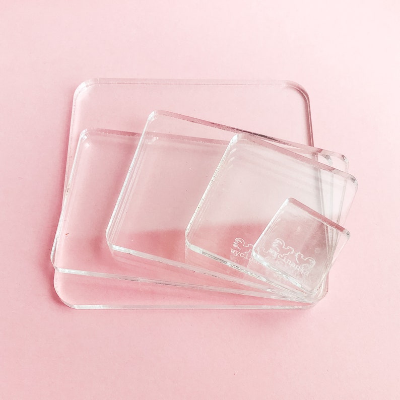 Acrylic clear blocks for rubber stamps, various sizes to choose, transparent base for cling photopolymer stamps, solid reusable mount image 1