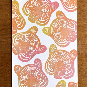 Tiger head rubber stamp hand carved / jungle pattern design / wild animal lover stationery / cardmaking wild cat stamp for bullet journal image 4