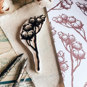 Rubberstempel katoentak, botanisch ontwerp voor scrapbooking, natuurplannerdecor, vintage dagboek, cadeau bullet journal
