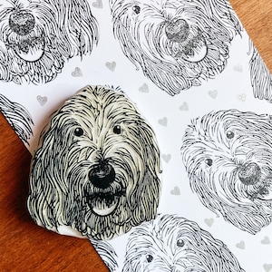 Timbro in gomma personalizzato con ritratto di animale domestico con tampone di inchiostro / regalo per amanti degli animali / timbro personalizzato intagliato a mano / timbro con volto di animale domestico / carta da regalo per animali domestici