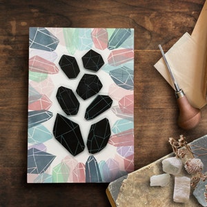 Juego de sellos de goma con cristales grandes para estampar telas, piedras mágicas para una decoración minimalista del hogar, plantillas de diamantes para crear tarjetas extravagantes