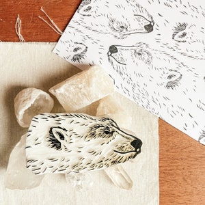 Timbro in gomma con orso polare bianco per lavoretti di carta, simbolo invernale per decorazioni di buste, regno animale del nord, regalo di avventure artiche