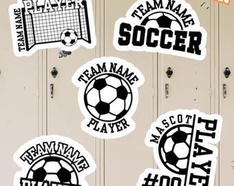 Imán de casillero de fútbol personalizado con nombre y número de equipo personalizados
