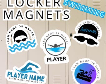 Magnets personnalisés pour casier d'équipe de natation Nom et numéro d'équipe personnalisés