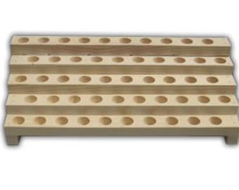 Wooden Display Rack Product Bottles of 13/16" Outer Diameter - 5 Row Offset Bottle Display Rack - Holds 50 Bottles