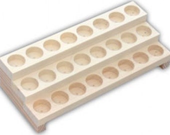 Wooden Display Rack Product Bottles of 1.25" Outer Diameter - 3 Row Bottle Display Rack - Holds 24 Bottles