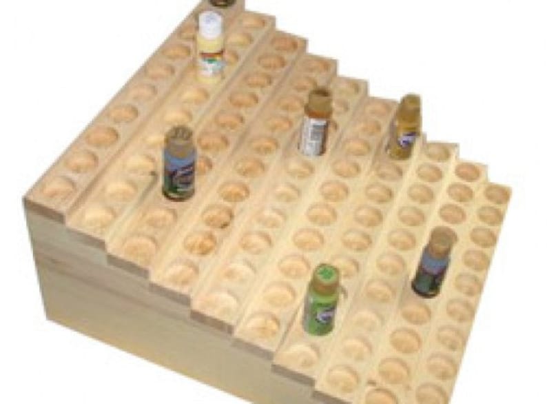 Wooden Display Rack for Paint Bottles - 10-Row Paint Bottle Display Rack - Store & Organize Your Paint Easily