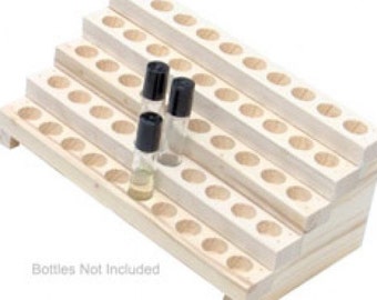 Wooden Display Rack for Fragrance or Essential Oils - 5 Row Bottle Display Rack - Holds 50 Bottles