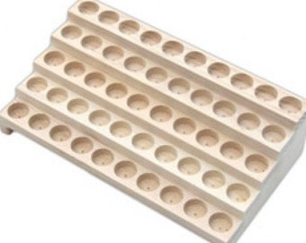 Wooden Display Rack Product Bottles of 1.25" Outer Diameter - 5 Row Bottle Display Rack - Holds 50 Bottles