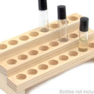 Wooden Display Rack for Fragrance or Essential Oils - 3 Row Bottle Display Rack - Holds 24 Bottles