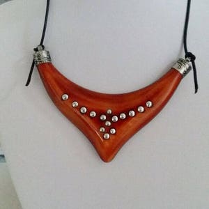 Boomerang Brown Pendant , Resin Boomerang Pendant , Women Boomerang Pendant , Boomerang Necklace , Big Brown  Unisex Boomerang Necklace