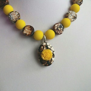 Colar de ágata de pedra natural, colar de ágata marrom, colar com pingente marrom, colar feminino de vidro amarelo, corrente feminino colar marrom