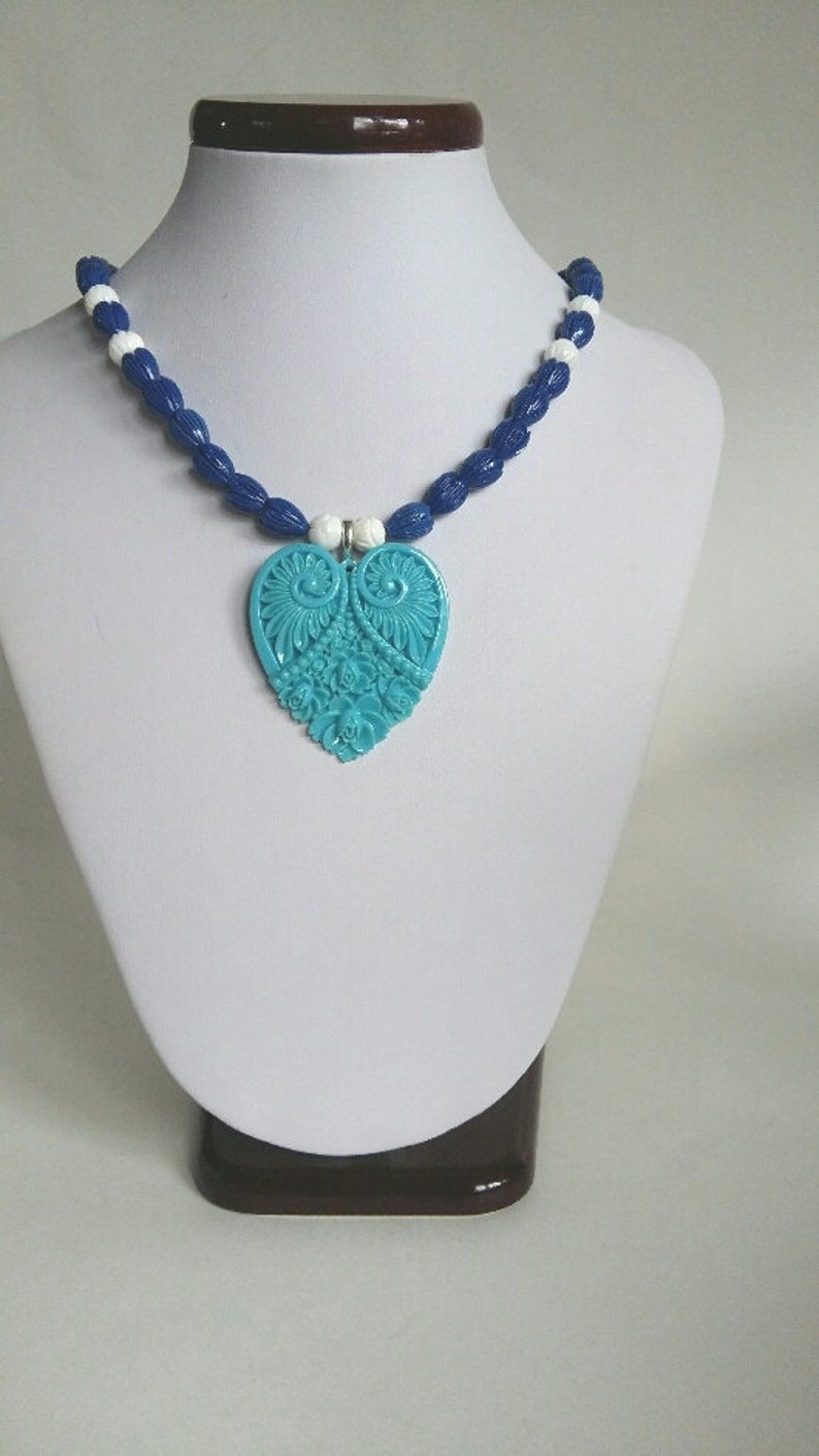 Women Blue Tulips Sea Shell Necklace Sea Sell Necklace Blue Pendant Blue Tulips Beads Necklace Sea Shell Necklace Women Blue Necklace