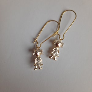 Golden Girl Earrings ,Golden Baby  Earrings , Kids  Earrings , Children Gold Earrings , Small Women Dangle Earrings , Golden  Kids Earrings