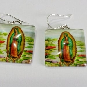 Virgin of Guadalupe Earrings , Our Lady Of Guadalupe , Iconic Virgin Mary Earrings , Square Mary Earrings ,  Virgin Mary Earrings